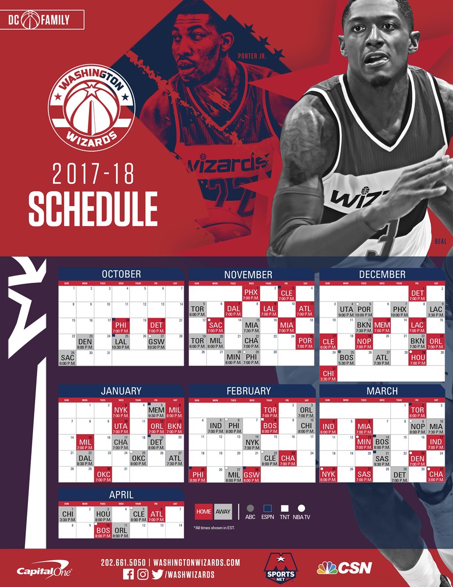 Washington Wizards Schedule 201718 Slamdunk Trips